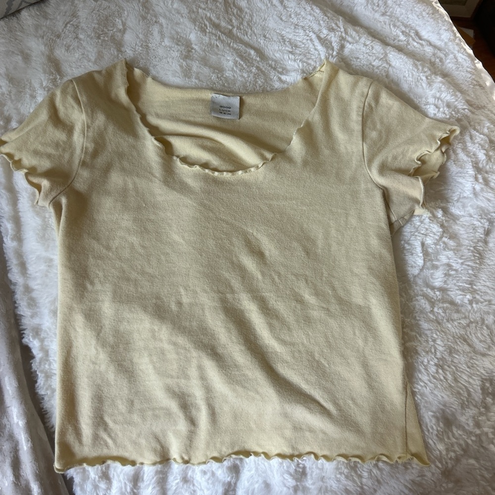 Butter Yellow Ruffle Hem T-Shirt